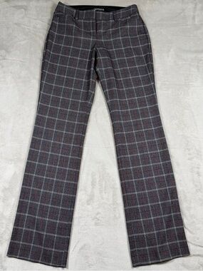 Express Gray Plaid Dress Pants with Red Windowpane
